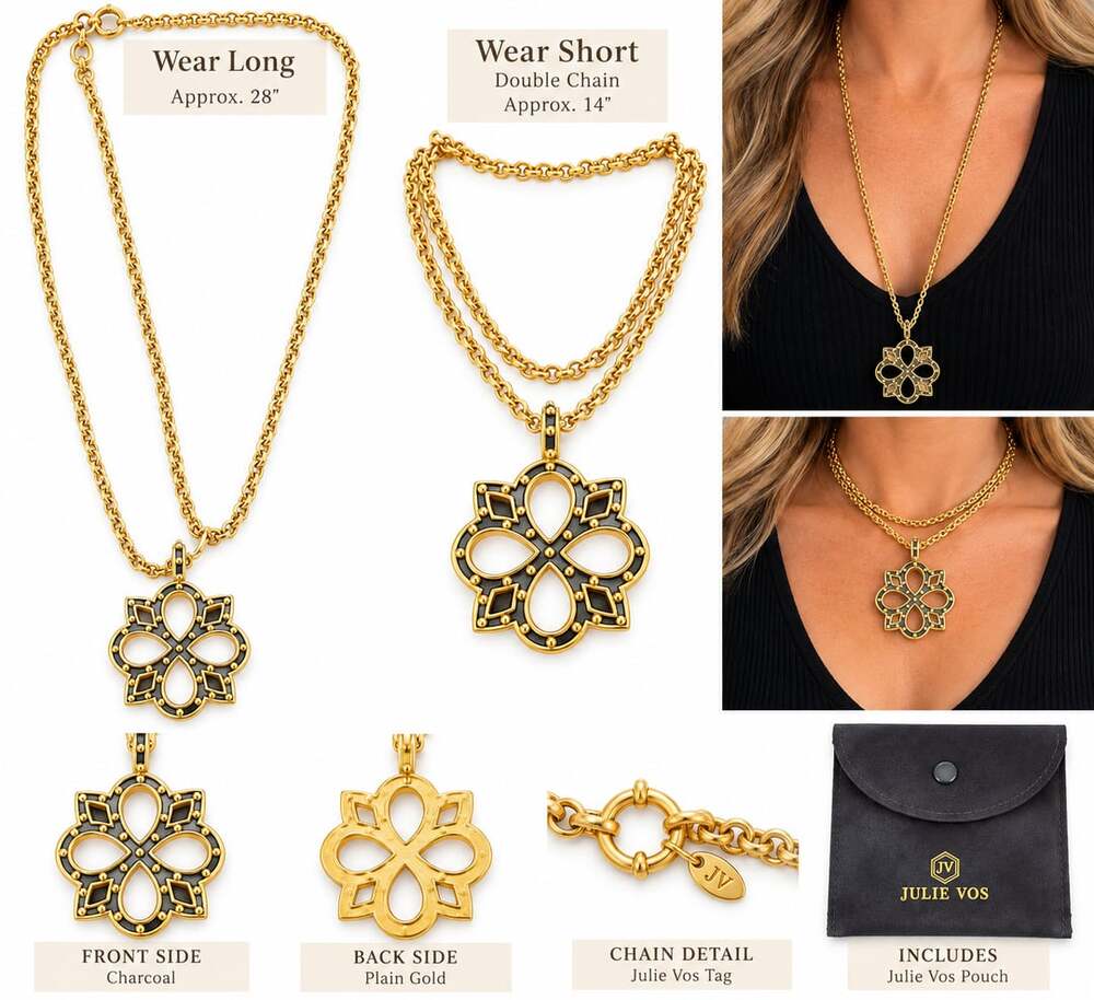 Julie Vos Byzantine Pendant Necklace Gold Charcoal